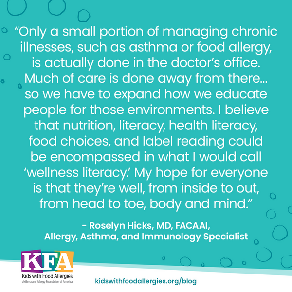 引用Roselyn希克斯博士过敏专科医生和免疫学家,蓝绿色的背景